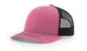 Richardson 112 Trucker Hat with Leather Patch HATS prestoembroidery SPLIT: HOT PINK/BLACK 