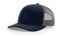 Richardson 112 Trucker Hat with Leather Patch HATS prestoembroidery SPLIT: NAVY/CHARCOAL 