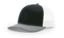 Richardson 112 Trucker Hat with Leather Patch HATS prestoembroidery TRI-COLOR: BLACK/WHITE/HEATHER GREY 